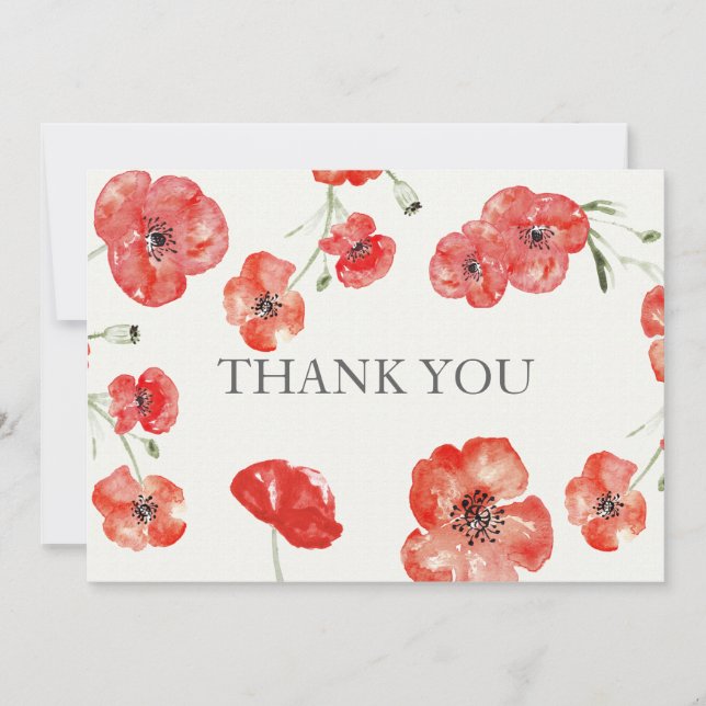 Joli Poppies rouges Merci mariage fleuri (Devant)