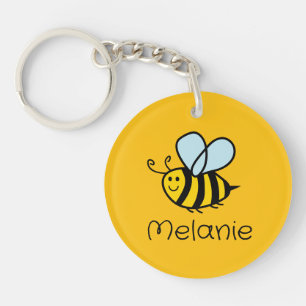 Joli porte - clé de dessin animé d'abeille en miel