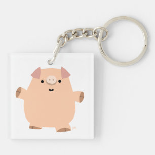 Joli porte-clés en acrylique Cochon de dessin anim