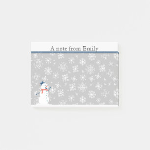 Joli Post-it personnalisé d'hiver neige / bonhomme