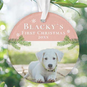 Joli premier Noël ornement de photo de chiot pin