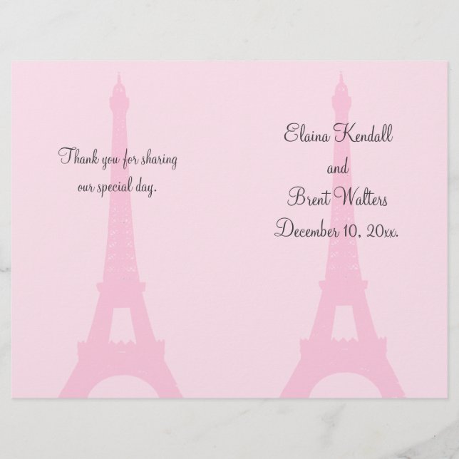 Joli programme de mariage Paris (Devant)