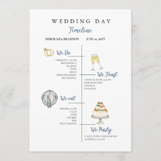 Joli programme plat de chronologie de mariage à l'