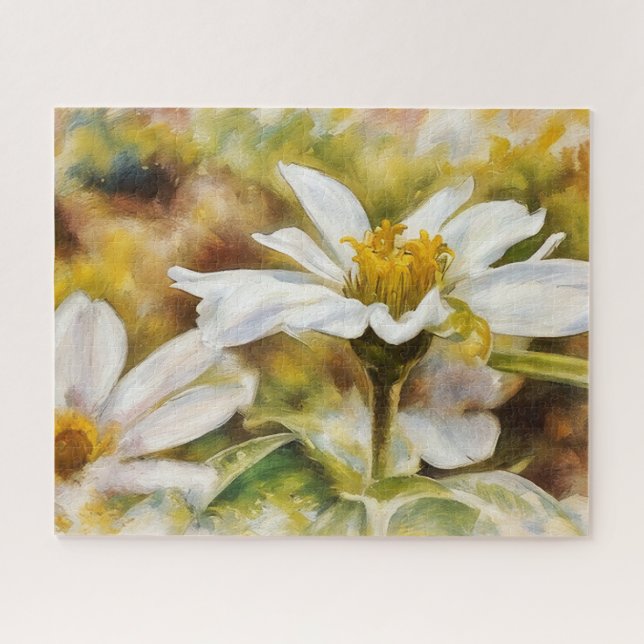 Joli Puzzle d'Art Jardin Fleur Blanche (Horizontal)