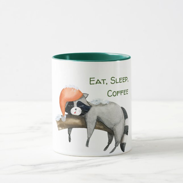 Joli Raccoon Noël à deux tons de café Mug (Centre)