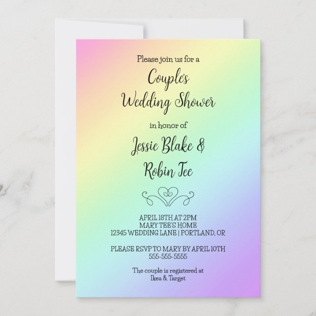 Joli Rainbow Gradient Wedding shower Invitation (Devant)