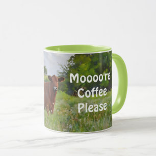 Joli Red Cow Art amusant café Mug