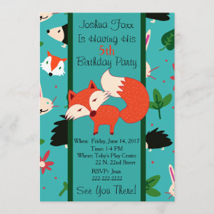 Joli Red Fox Design Invitation d'anniversaire pour