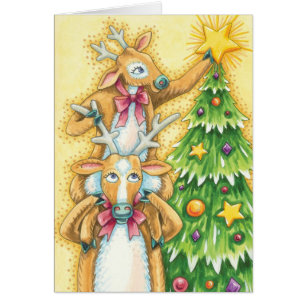 Joli renne de Noël avec l'étoile de l'arbre de Noë
