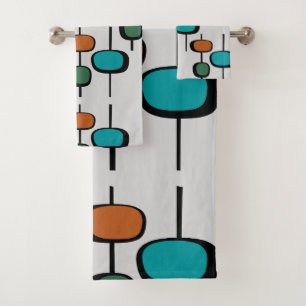 Joli rétro élégant bleu orange tendance motif gris