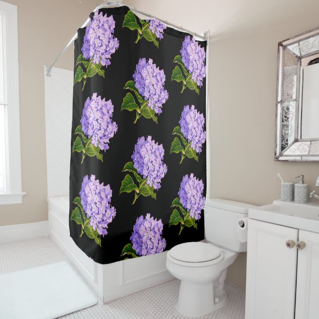 Joli rideau de douche fleuri (En situation)