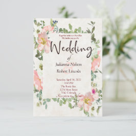 Joli rose aquarelle faire-part de mariage floral