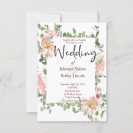 Joli rose aquarelle faire-part de mariage floral