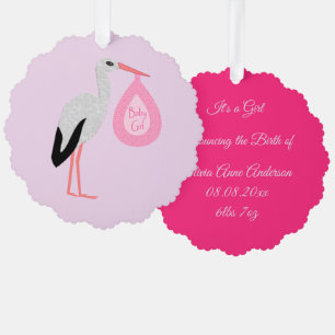 Joli rose bébé fille Faire-part de naissance de ci