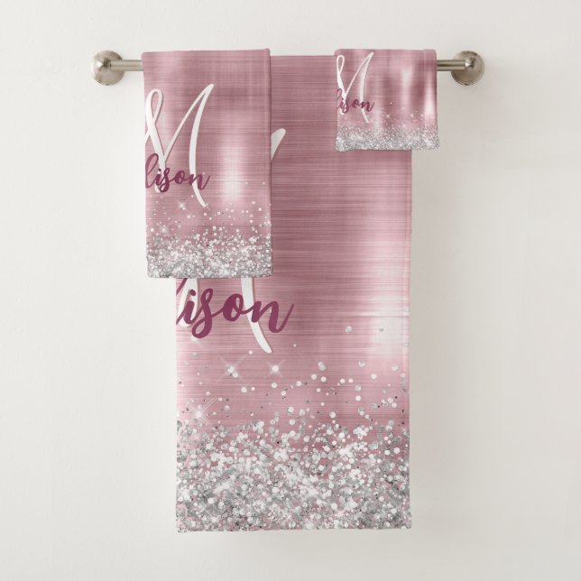 Joli rose blush argent faux parties scintillant mo (En situation)
