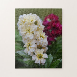 Joli rose et blanc Fleurs de Jardin Puzzle