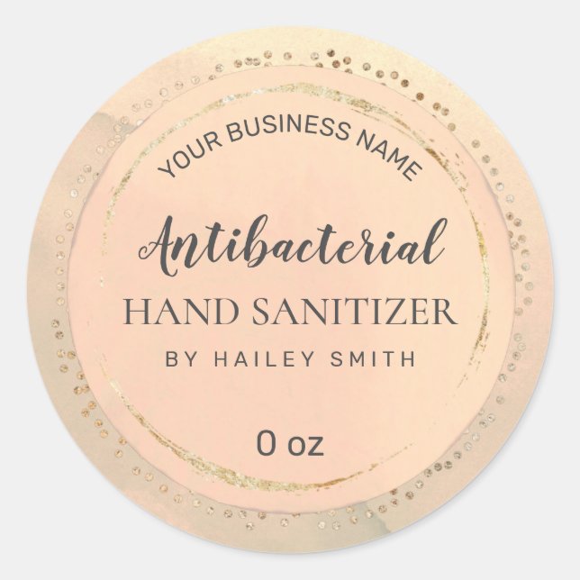 Joli rose Et Or Étiquettes Sanitizer À Main (Devant)