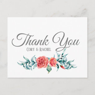 Joli Rose & Eucalyptus sur carte postale Merci