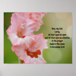Joli rose Fleurs Bible Verse Prière Poster d'art
