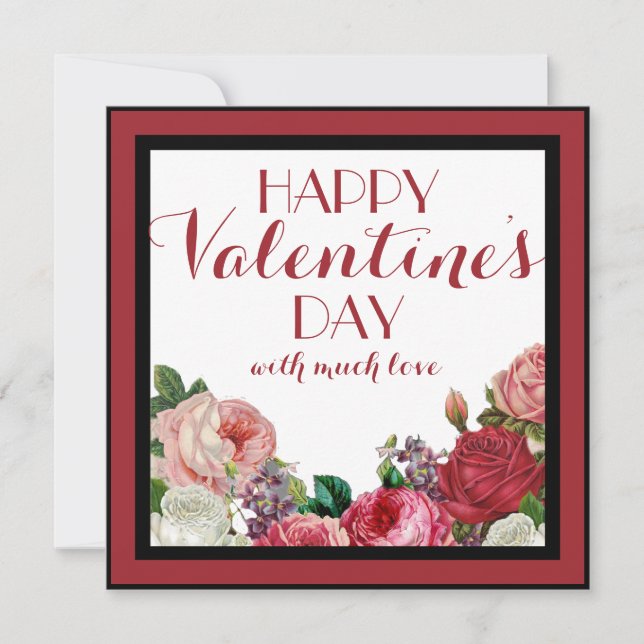 Joli Rose Floral Bonne Valentines Carte de jour (Devant)