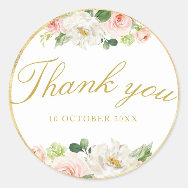 joli rose floral merci sticker (Devant)