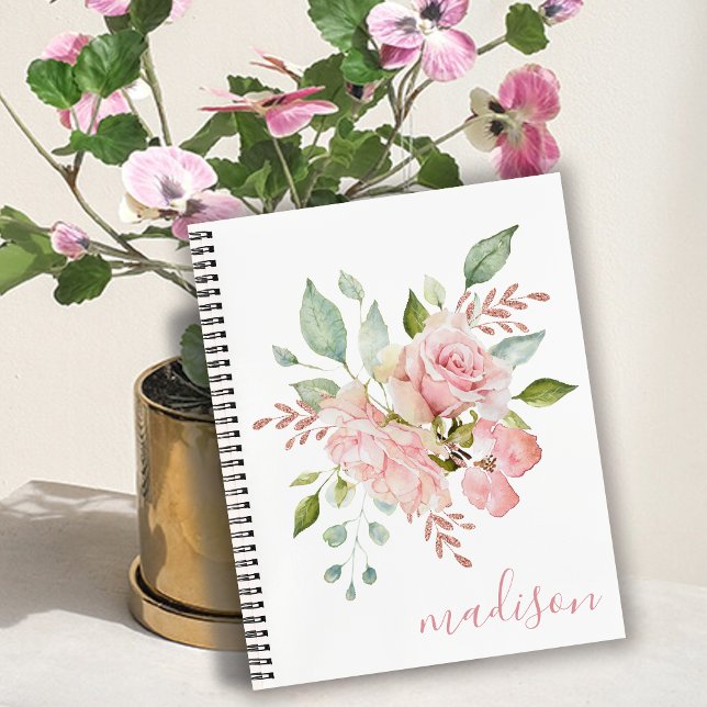 Joli Rose Floral Nom Journal Personnalisé/ (Créateur téléchargé)