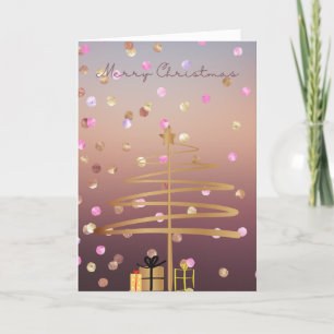 Joli Rose Gold & Gold Swirl Carte d'arbre de Noël