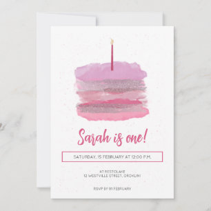 Joli rose premier Invitation d'anniversaire
