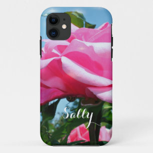 joli rose rose fleurs coque iphone avec nom.