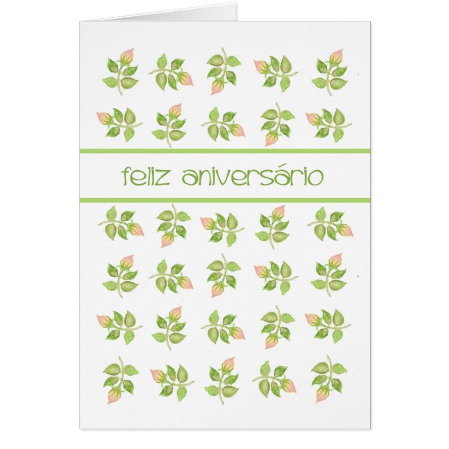 Joli rose Rosebuds Langue Portugaise Anniversaire (Devant)