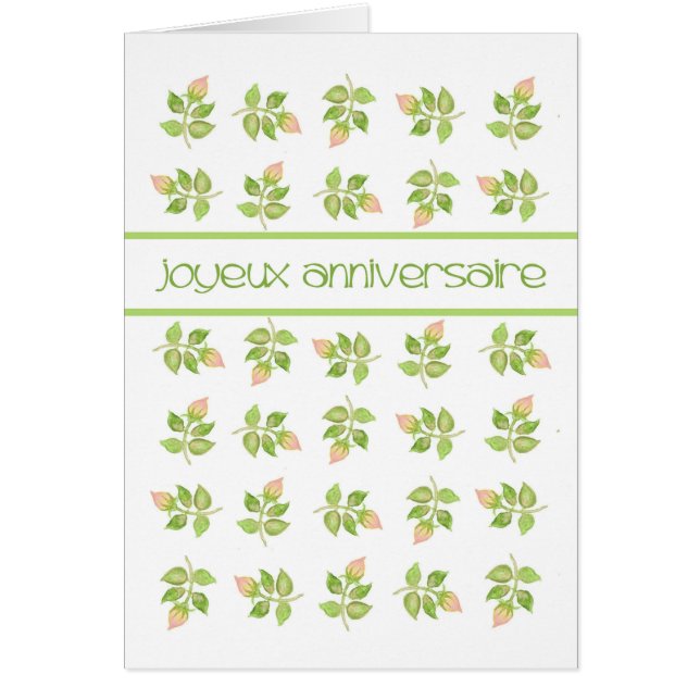 Joli rose Rosebuds Salutation française Anniversai (Devant)