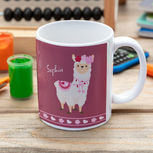 Joli rose Saint Valentin Llama Little Girl Mug