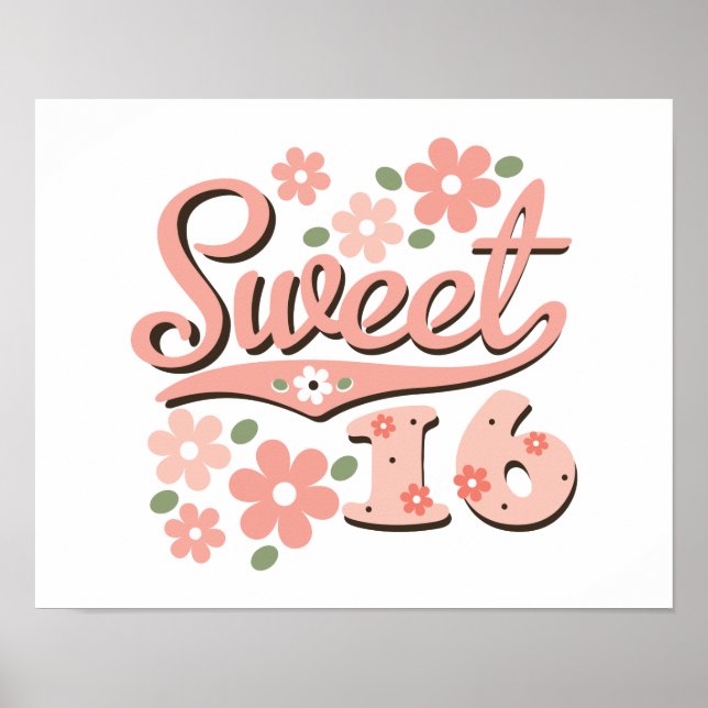 Joli rose Sweet 16 Poster Imprimer (Devant)