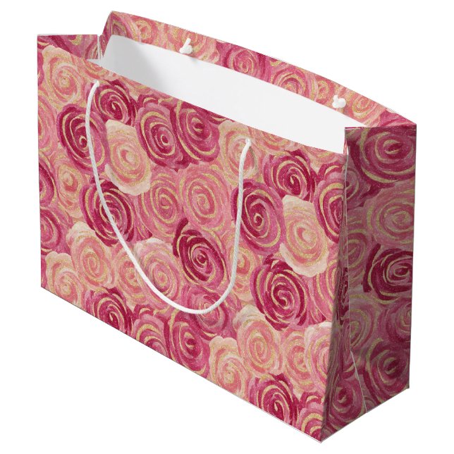 Joli Roses peints Imprimer Grand Sac Cadeau (Dos Angle)
