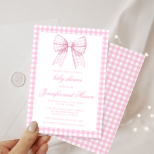 Joli ruban à arc rose bébé petite fille invitation