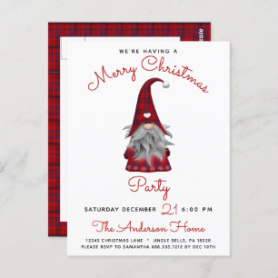 Joli Rustique Joyeux Noël Gnome Party Invitation