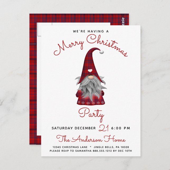 Joli Rustique Joyeux Noël Gnome Party Invitation (Devant / Derrière)