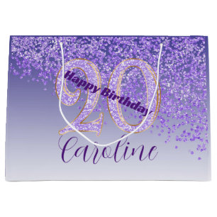 Joli Sac Anniversaire 20 Ans Paillettes Violettes 