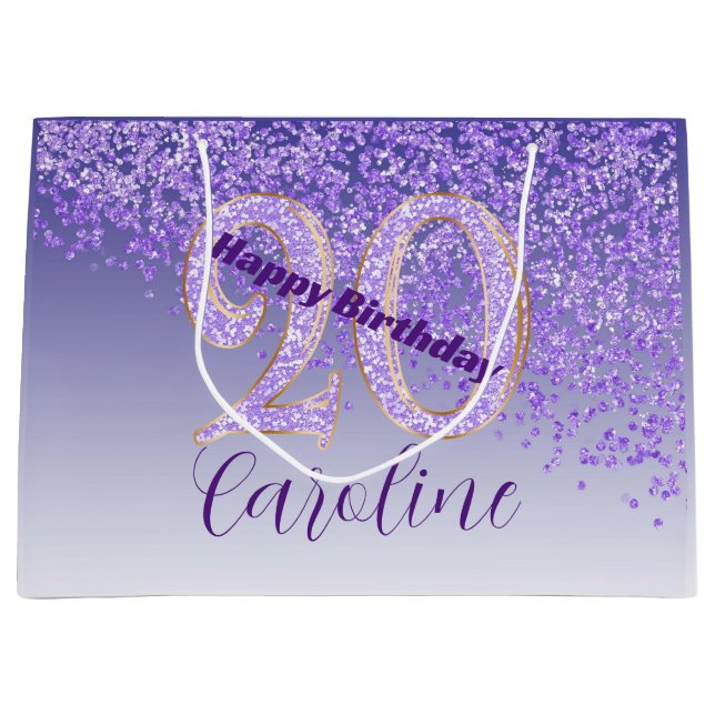 Joli Sac Anniversaire 20 Ans Paillettes Violettes  (Devant)