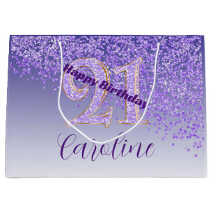 Joli Sac Anniversaire 21 Ans Paillettes Violettes