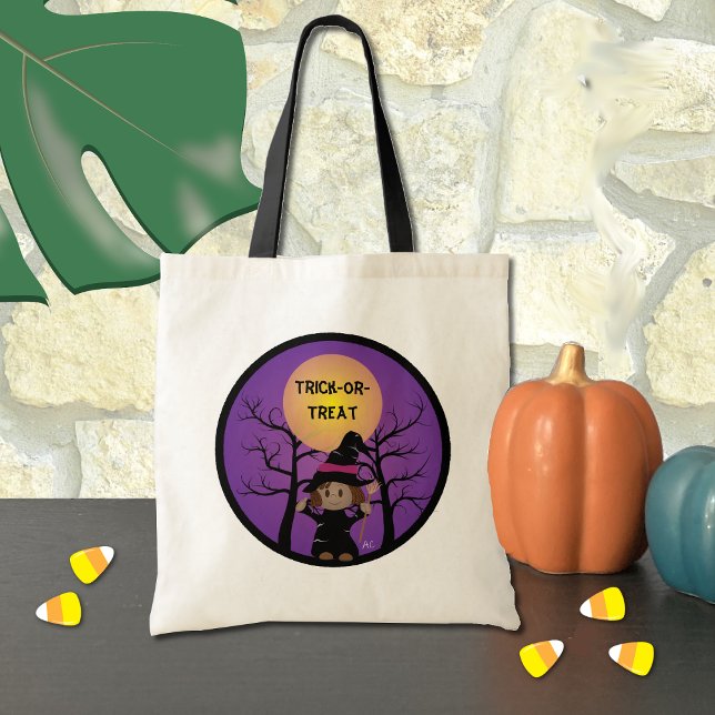 Joli sac de sorcière afro-américaine (Cute Halloween witch trick-or-treat bag .)