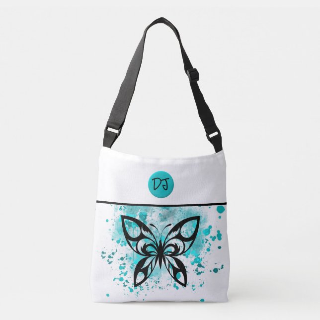 Joli Sac fourre-tout à papillon blanc Aqua personn (Devant)