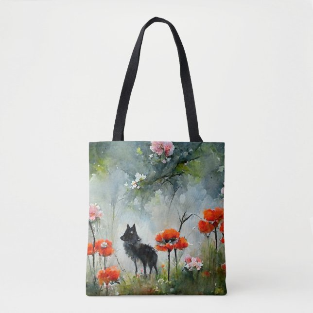 Joli sac fourre-tout d'animaux sauvages à fleurs (Devant)