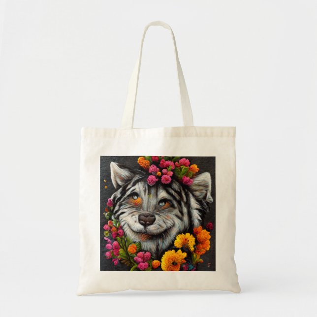 Joli sac fourre-tout d'animaux sauvages à fleurs (Devant)