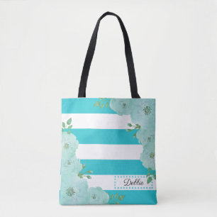 Joli Sac fourre-tout De Fleurs Et De Flammes Turqu