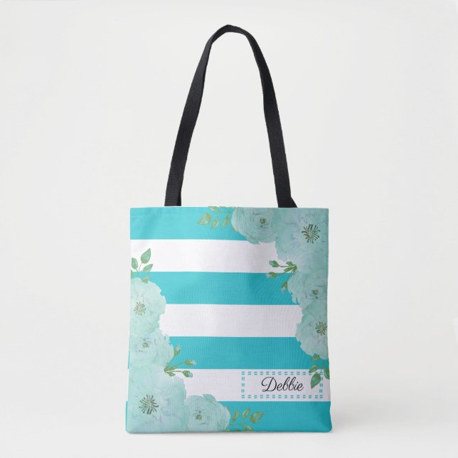 Joli Sac fourre-tout De Fleurs Et De Flammes Turqu (Devant)