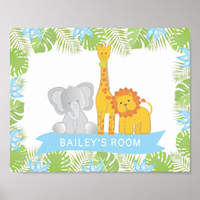 Joli Safari Animaux Baby Boy Nursery Room Poster (Devant)