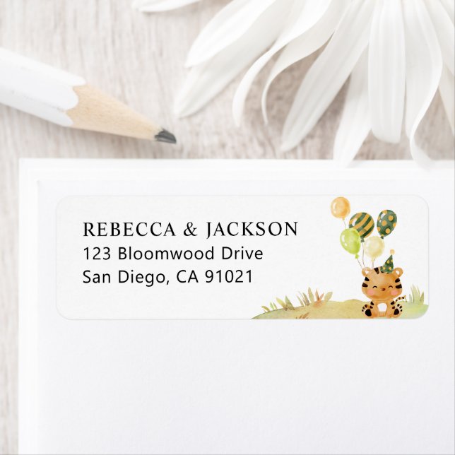 Joli Safari Baby Tiger Retourner Adresse Stickers (En situation)