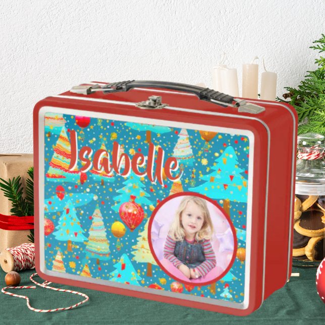Joli sapin de Noël Enfants Photo Metal Lunchbox (Créateur téléchargé)