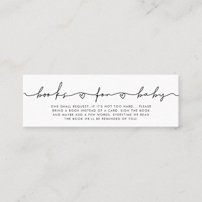 Joli script blanc Livres pour carte de demande béb (Devant)